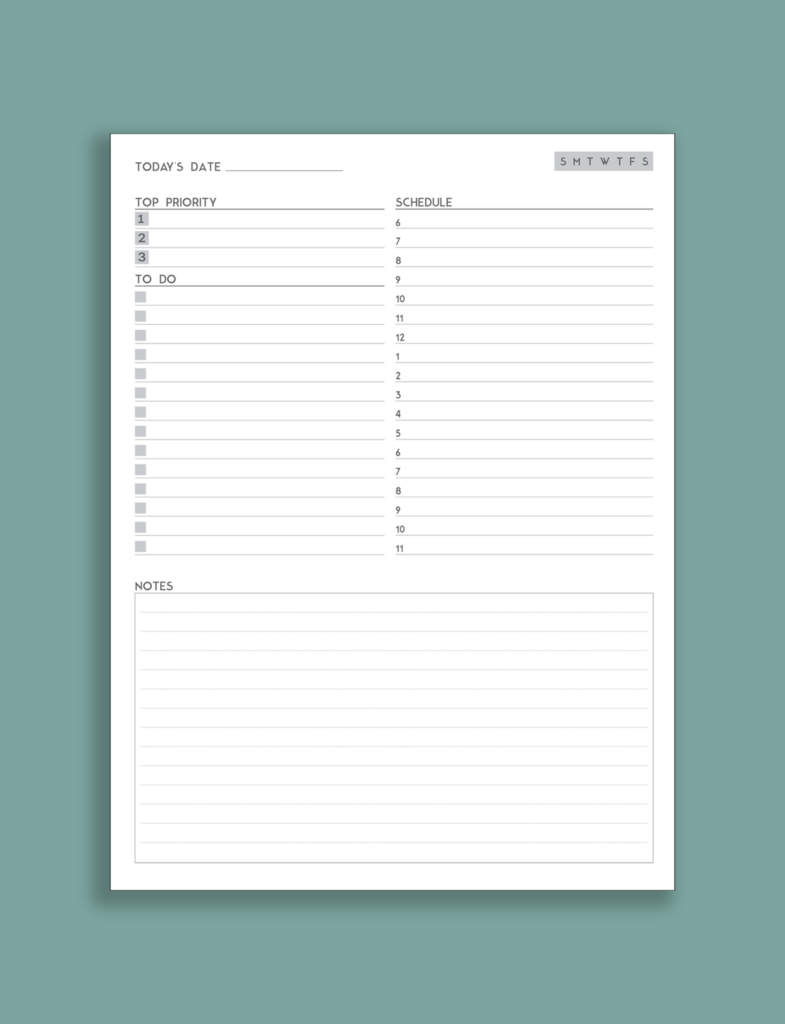 Preview image for daily undated planner