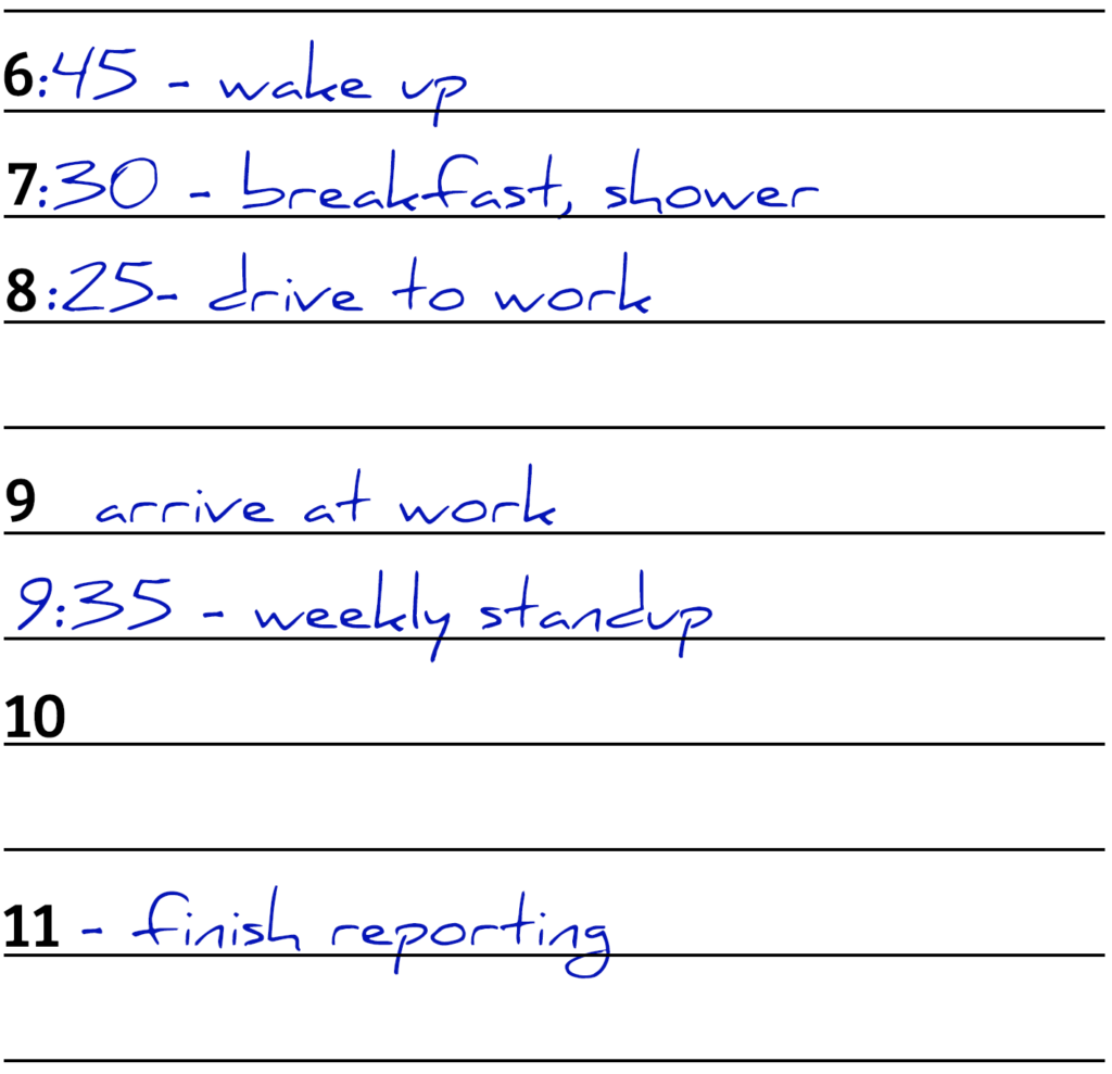 Day Hourly Schedule Example