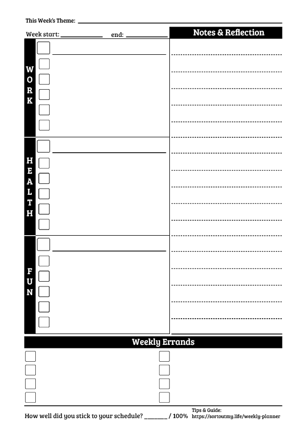 Weekly Planner A5 Size