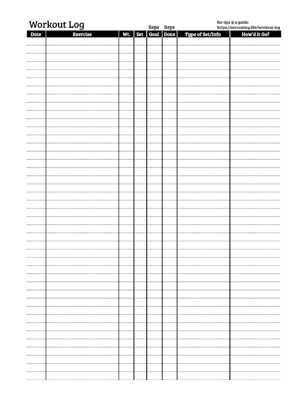 Workout Log Book Template 28 Log Templates Sample Templates 