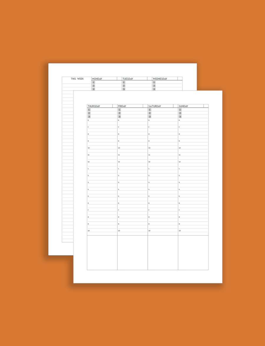 Letter Undated Daily Agenda Sheets | Eleven Discs