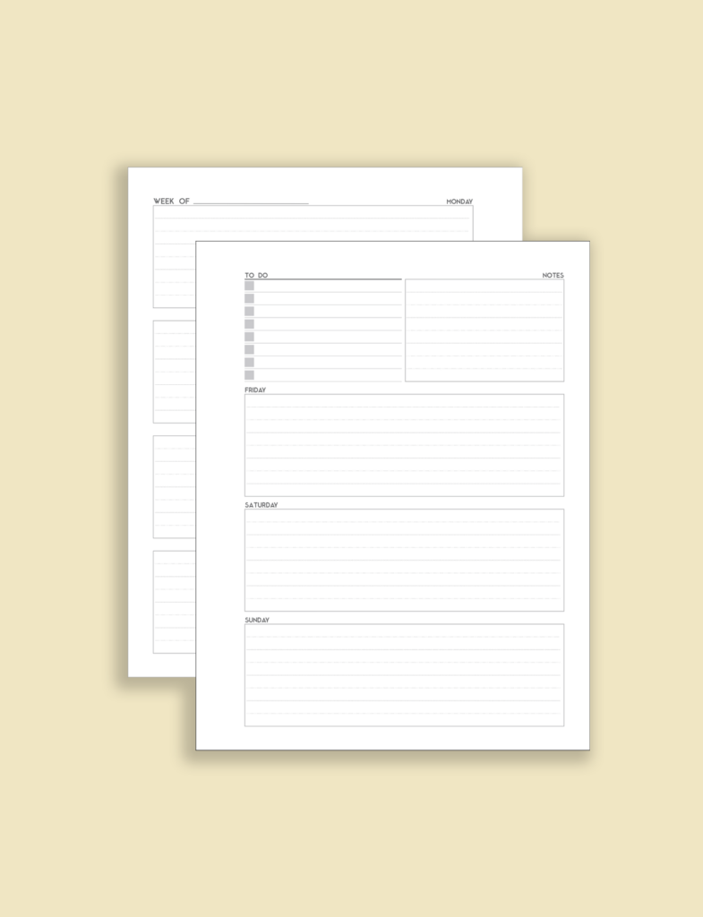 weekly horizontal planner template pdf preview