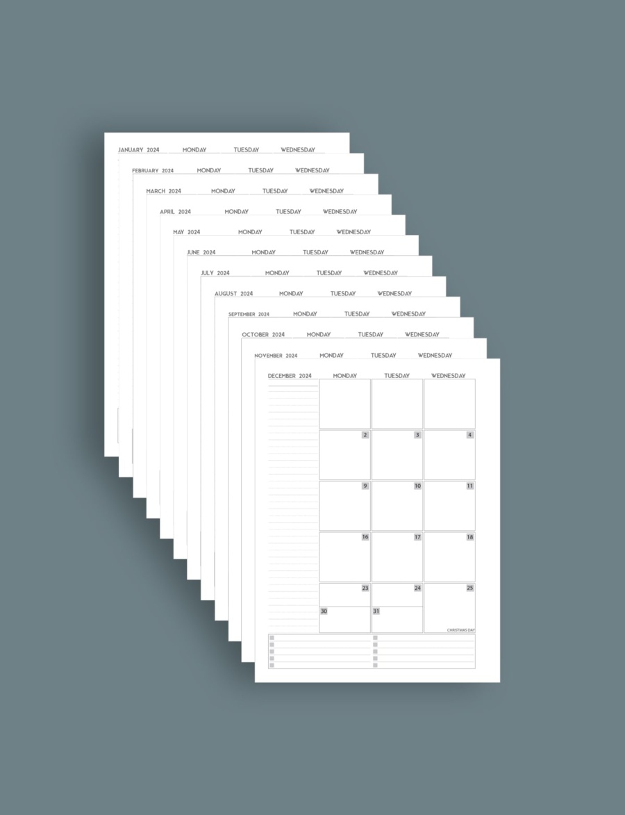 7 x 9.25 Inch 'Classic Happy Planner' 2024 Calendar Template PDF