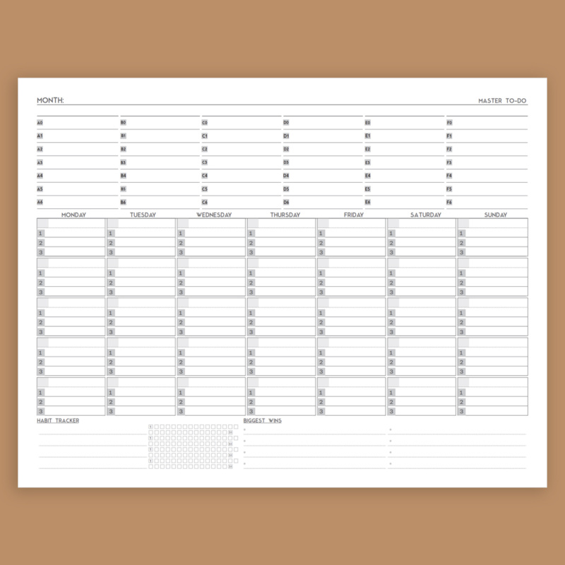 All-in-One Monthly Planner (Letter Size)