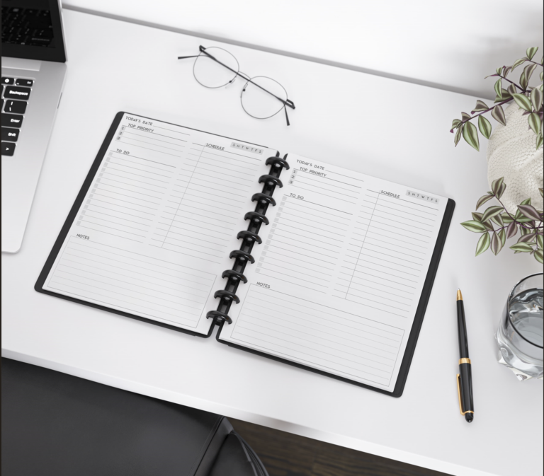 daily planner open on a desk
